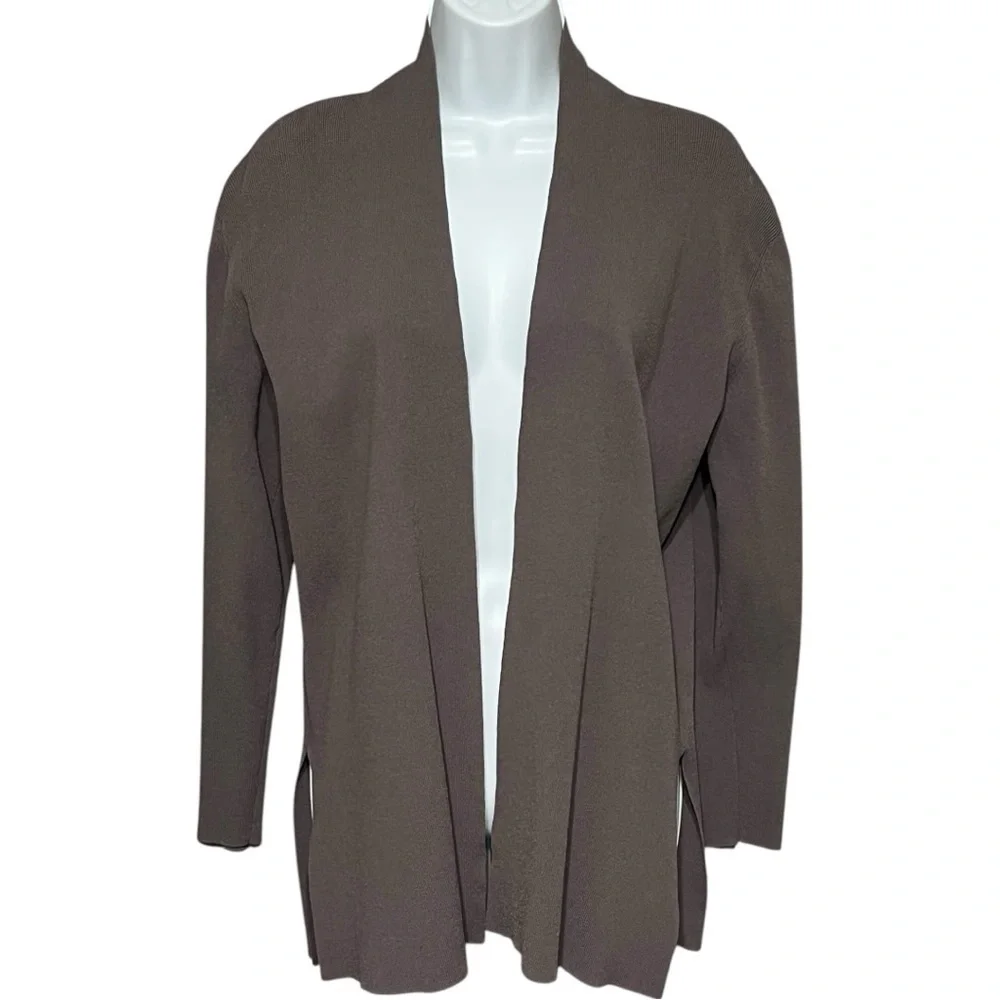 Eileen Fisher Long Sleeve Open Front Cardigan Rayon Nylon Blend Small